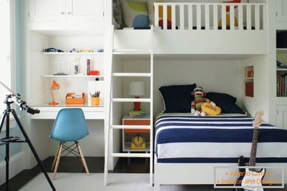 Вбудовані меблі - дитяче ліжко горище фото