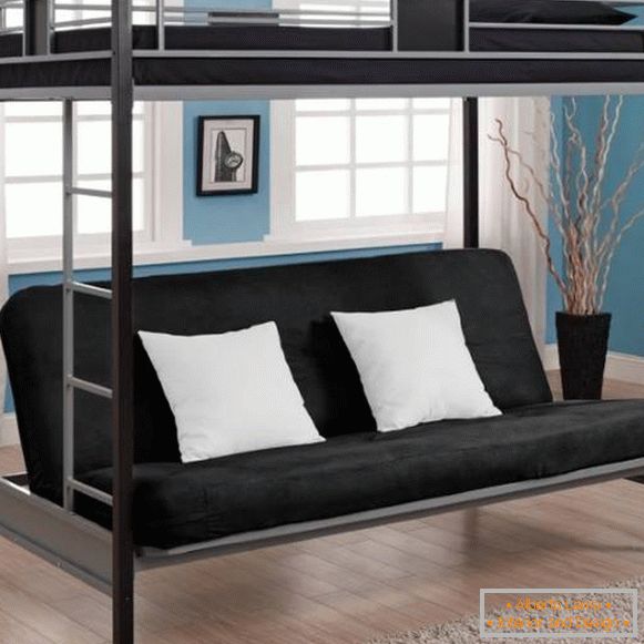 Фото меблів - красиве ліжко горище з диваном внизу