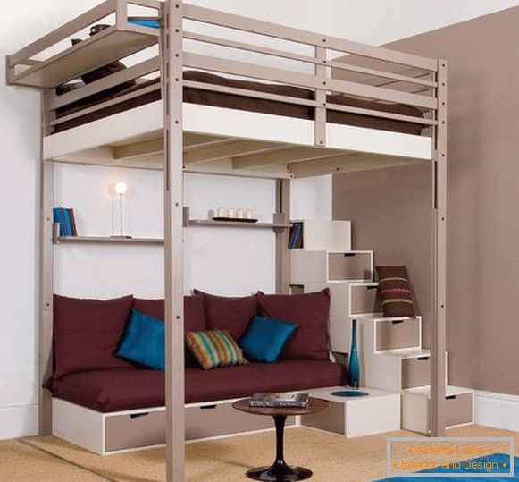 Приголомшлива ліжко горище для дорослих з ящиками