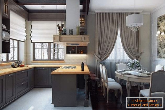 Дизайн інтер'єру маленького заміського будинку - фото кухні їдальні