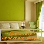 Оливковий колір в дизайні спальні