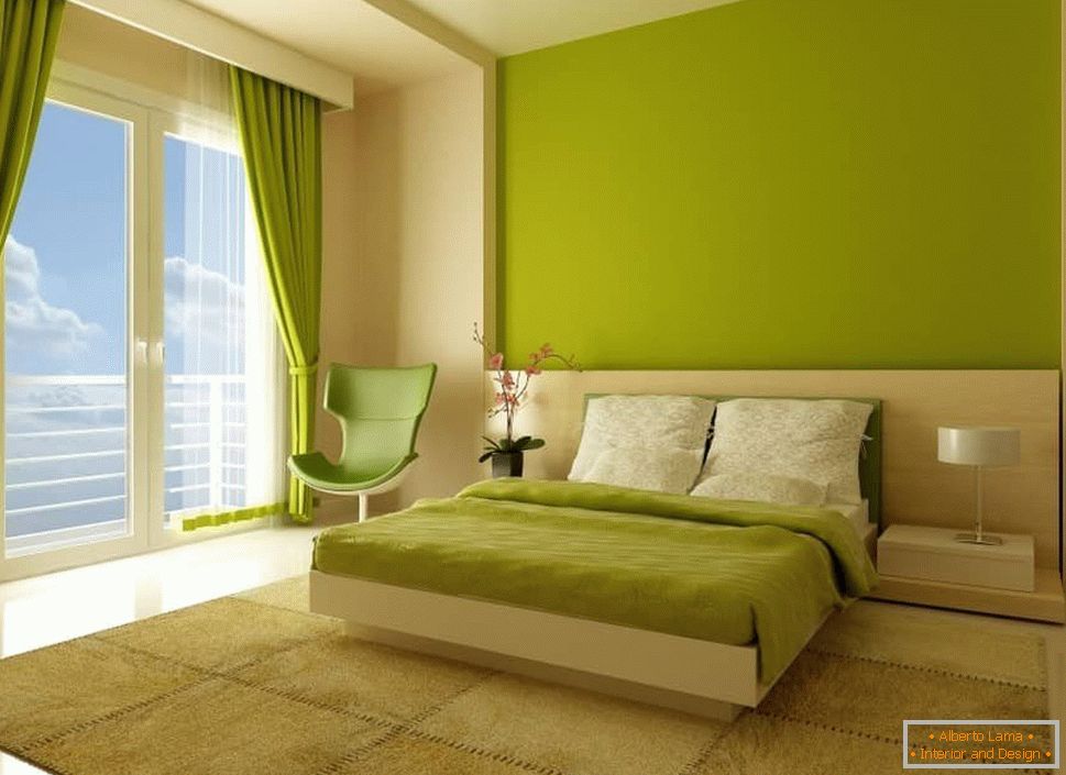 Спальня в салатово-зеленому кольорі