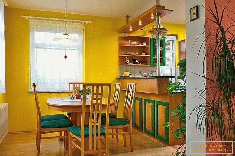 Жовті стіни на кухні