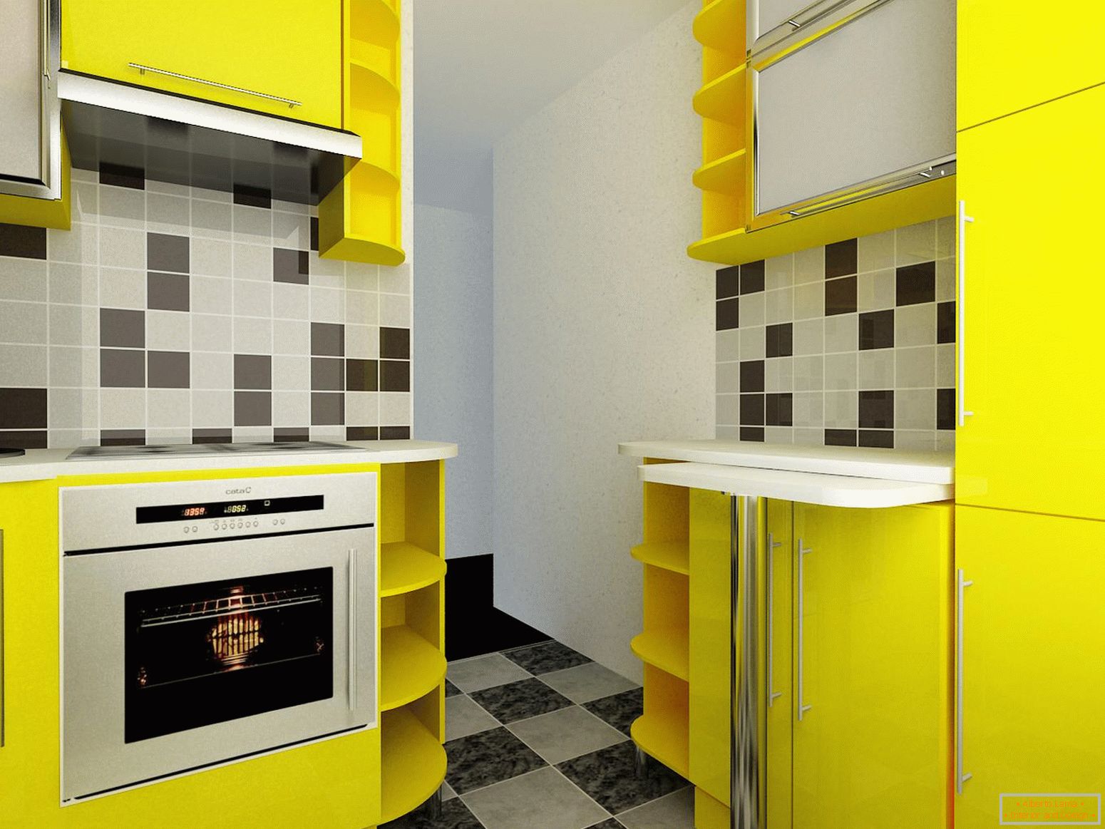 Маленька кухня в жовтому кольорі