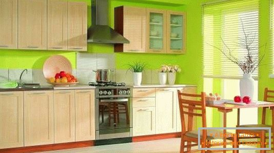 Дизайн кухни в ярко зеленом цвете