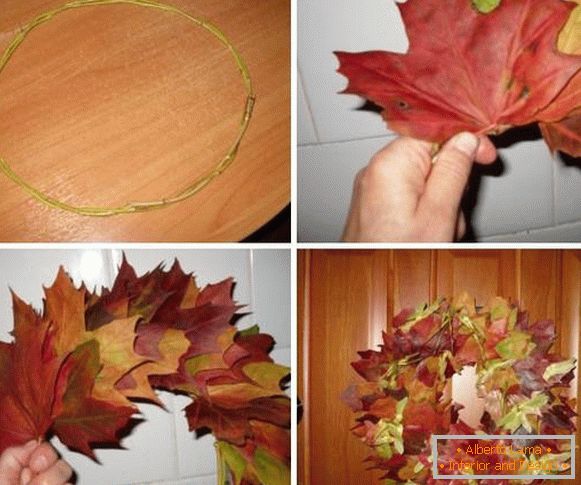 Кленовий вінок з осіннього листя - фото інструкція