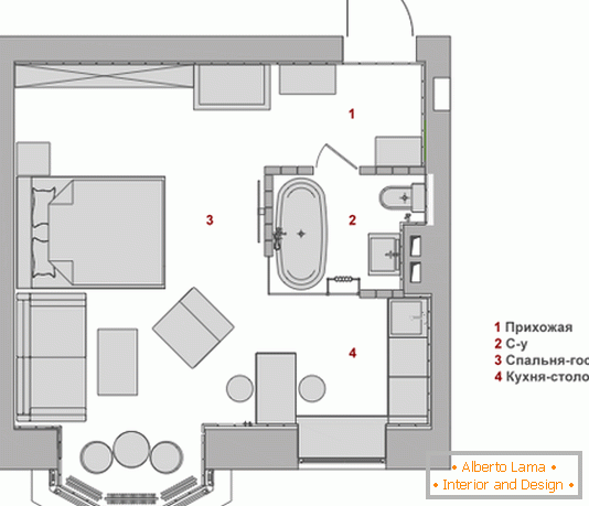 Планування квартиры в стиле лофт