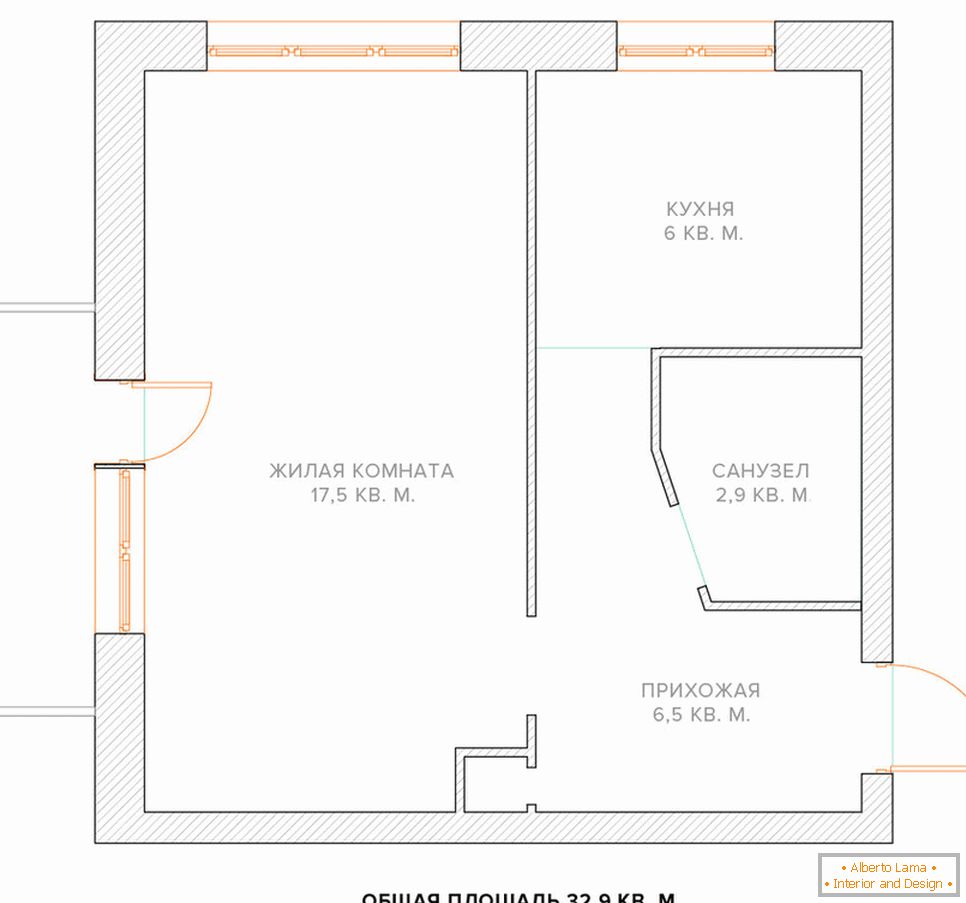 Схема перепланування однокімнатної квартири