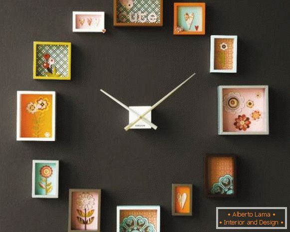 Прикраса стін виробами - фото настінних годинників