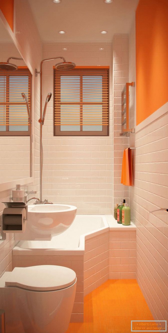 Стильний дизайн маленької помаранчевої ванни