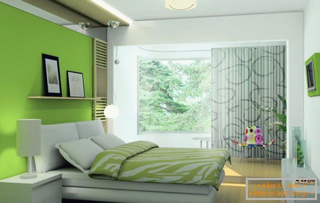 Оформлення спальні в салатовий колір