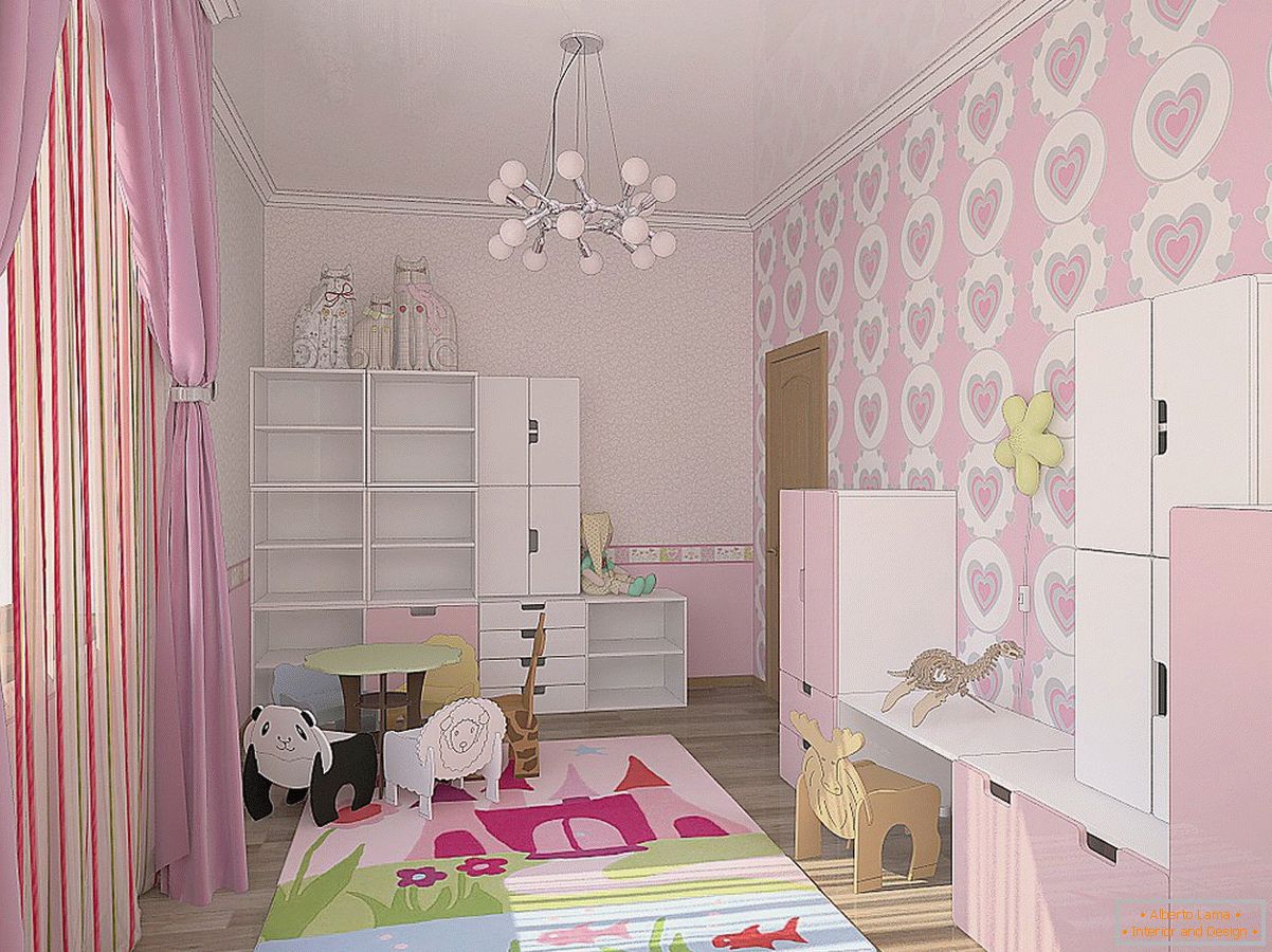 Ніжно-рожеві відтінки в дизайні дитячої для маленької принцеси
