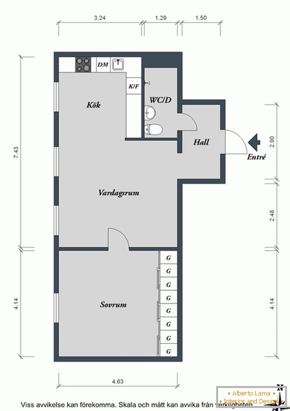 План невеликої квартири в Швеції