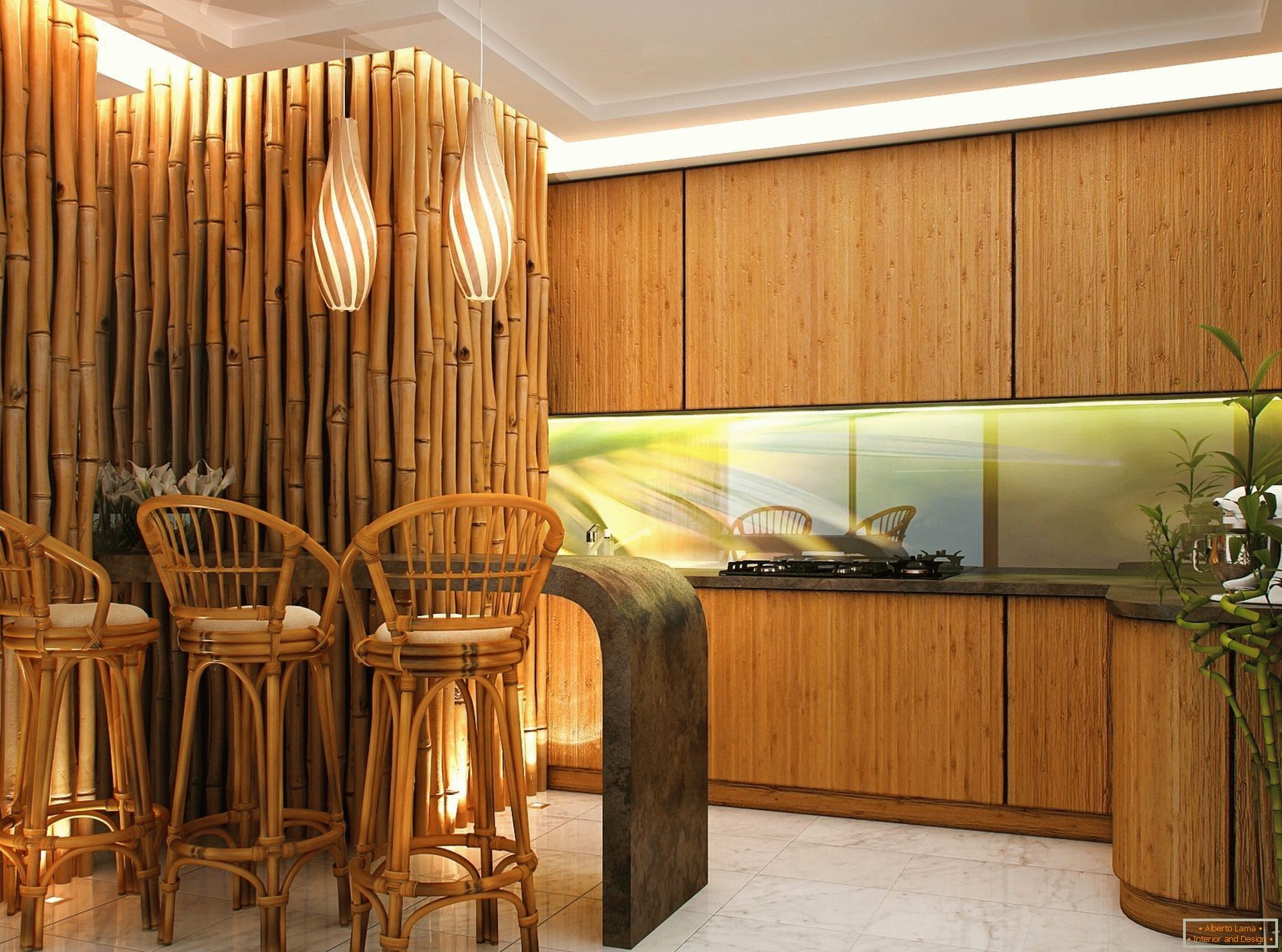 Стіни і стільці з бамбука