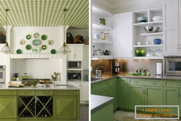 Біло зелена кухня - фото дизайну в інтер'єрі