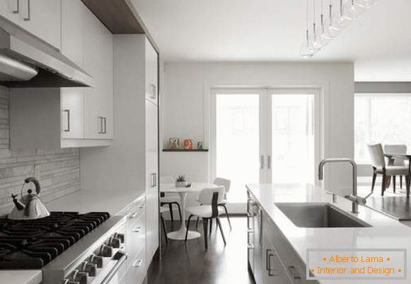 Біло сіра кухня - фото в інтер'єрі сучасного будинку