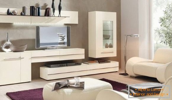 Модульна білі меблі для вітальні в сучасному стилі