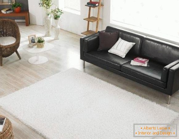 білий пухнастий килим, фото 17