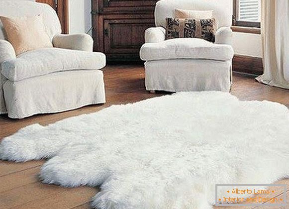 білий пухнастий килим, фото 51