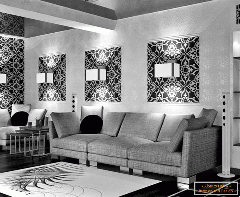 Чорно біла вітальня - 55 фото незвичайних рішень дизайну