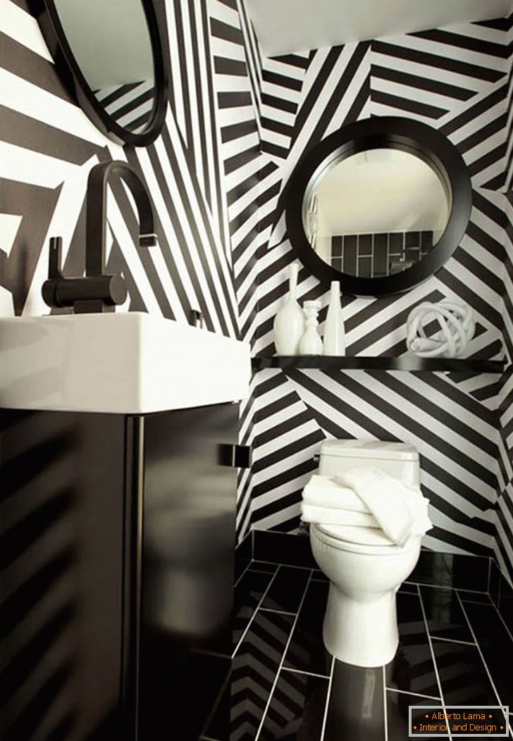 black-and-white-ваннаroom-wall