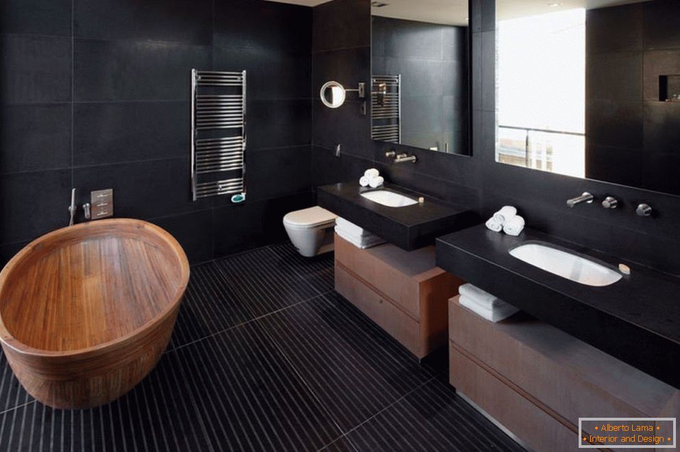 Інтер'єр ванної в чорному кольорі