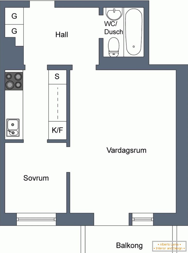 Планування двокімнатної квартири з балконом