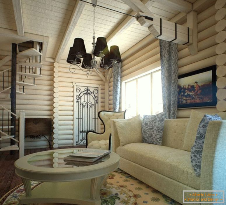 Дизайн інтер'єру в дерев'яному будинку dom brus