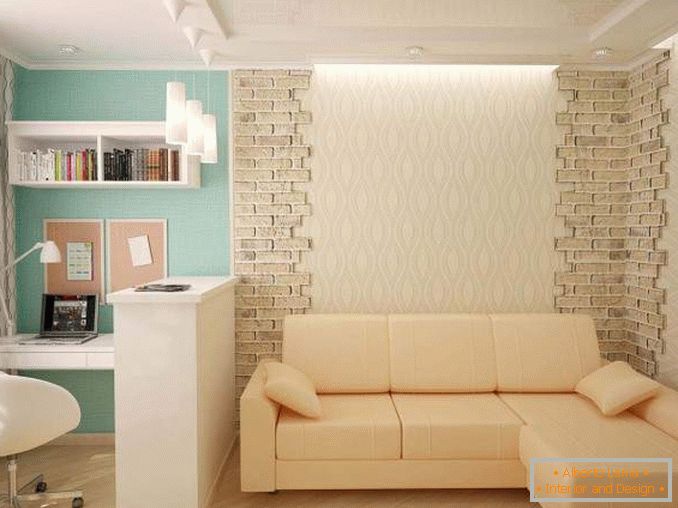 Дизайн 1 кімнатної квартири хрущовки - фото з кутовим диваном
