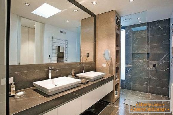 дизайн ванної кімнати з великим дзеркалом, фото 37