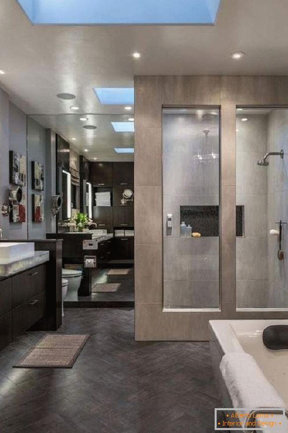 дизайн ванної кімнати з великим дзеркалом, фото 39