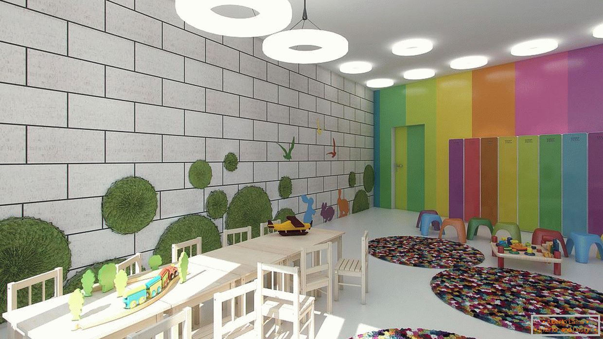 Яскраві кольори в інтер'єрі дитячого садка