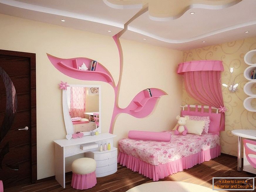 Жовто-рожева спальня для дівчинки