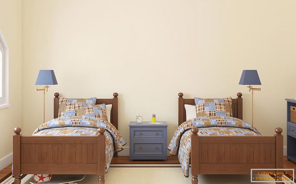 Ліжка з однаковим дизайном в дитячій для двох хлопчиків