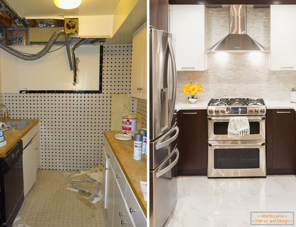 Дизайн інтер'єру маленької кухні до і після ремонту