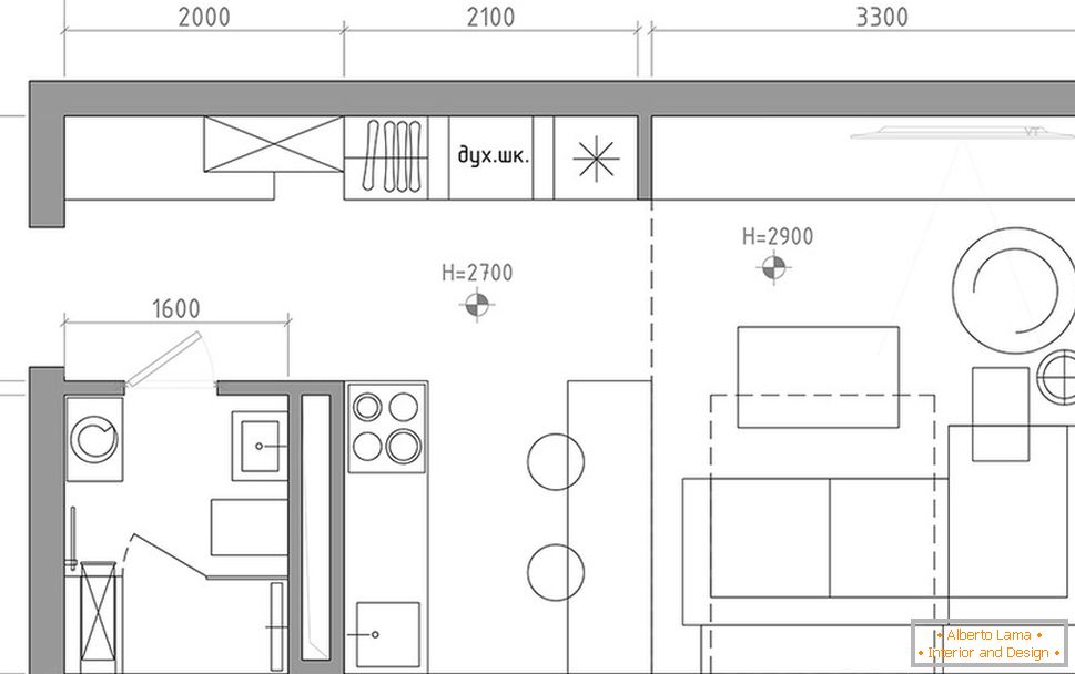 Планування маленькой квартиры в серых тонах