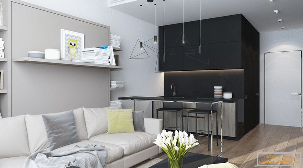 Дизайн інтер'єру маленької квартири в сірих тонах - фото 5