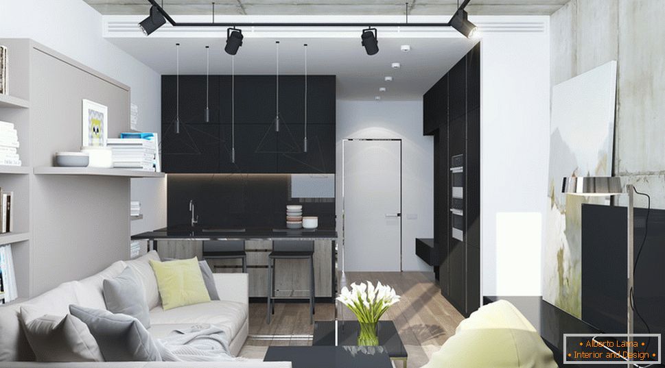 Дизайн інтер'єру маленької квартири в сірих тонах - фото 6