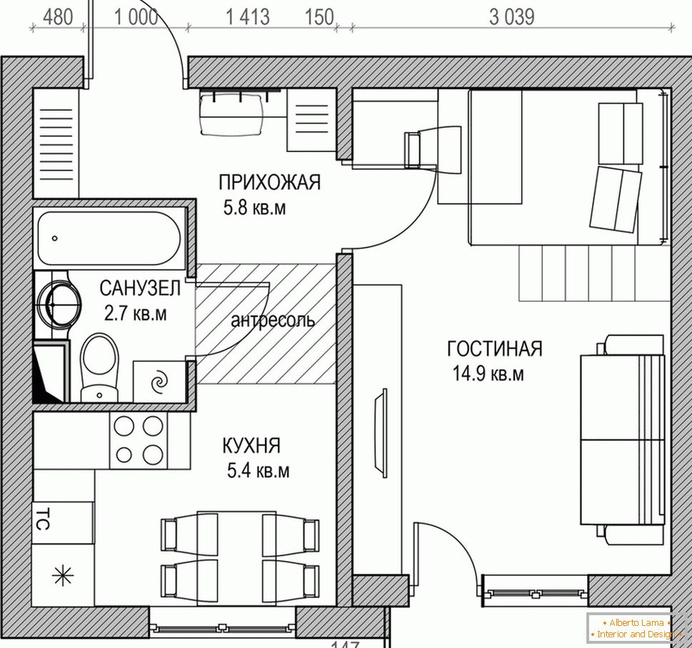 Планування маленькой двухуровневой квартиры