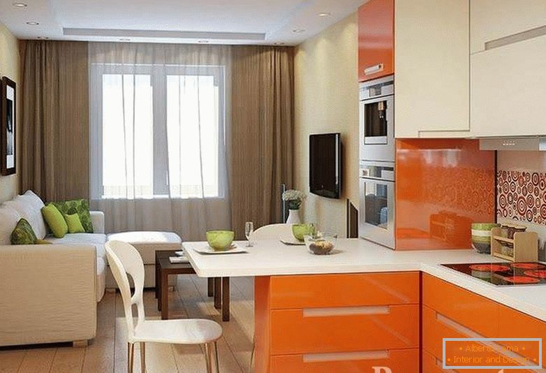 Помаранчевий колір в інтер'єрі кухні