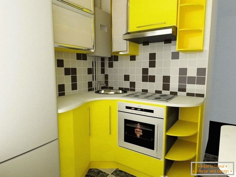 Жовта меблі в інтер'єрі кухні