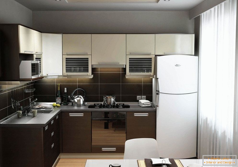 кухонні меблі з вбудованих холодильником