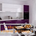 Кухонні меблі з біло-фіолетовим фасадом