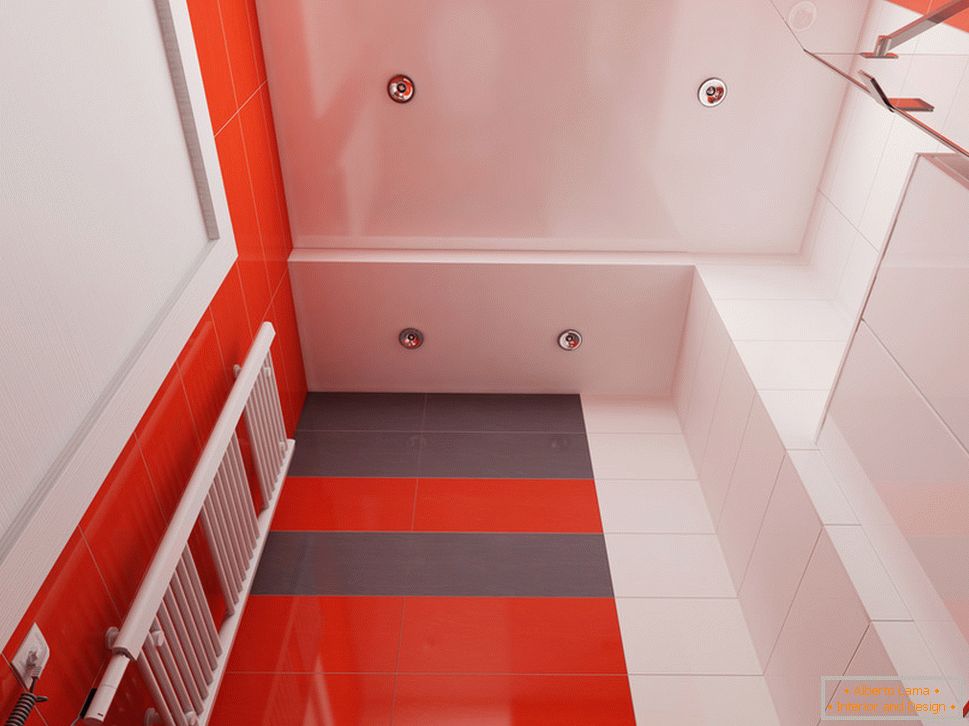 Дизайн ванної кімнати з червоними акцентами - фото 3