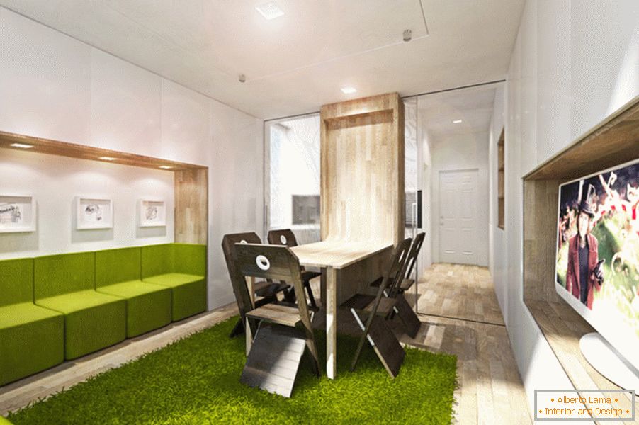 Дизайн квартири трансформер: обідня зона в вітальні