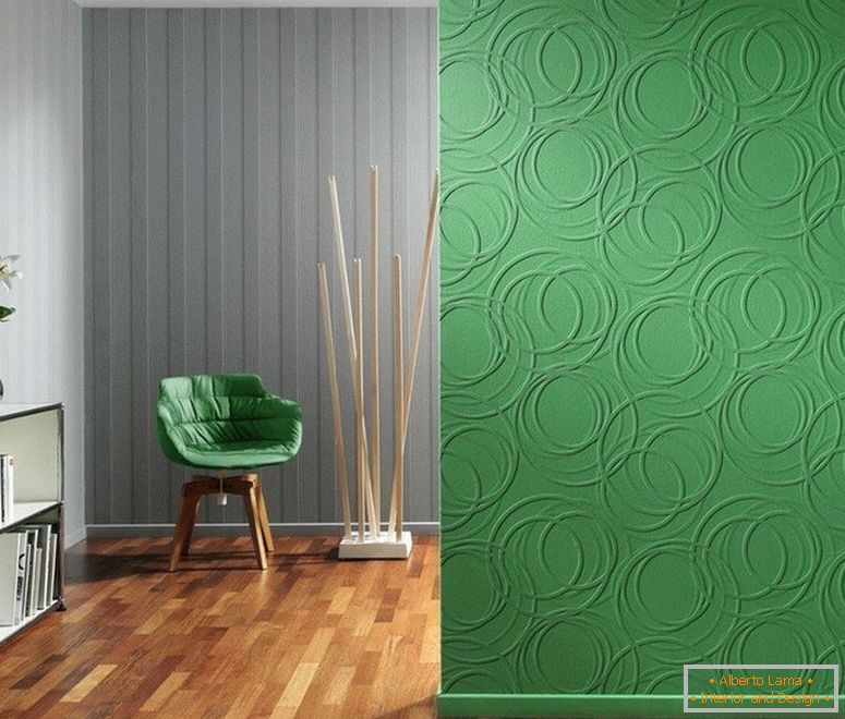Поєднання сірого і зеленого кольору на стіні