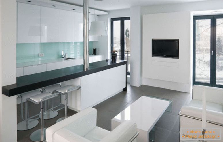 спальні-просто-студія-квартира-дизайн-ідея-для-living-room-with-white-sofa-with-white-table-gray-floor-ply-and-glass-door-with-black-frame-elegant- Студія-квартира-дизайн-ідеї