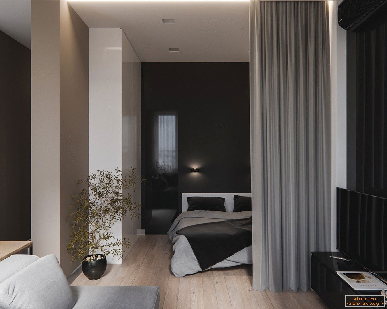 Дизайн-проект квартири - вітальня і спальне місце