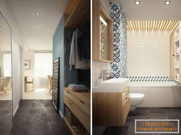 Фото передпокої і ванної кімнати в дизайні квартири 40 кв м