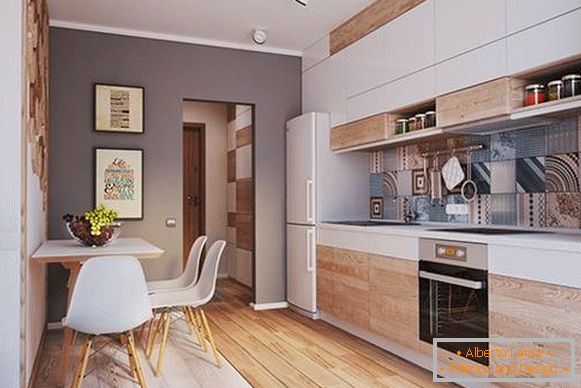 Зручна кухня в дизайні квартири студії 40 кв м